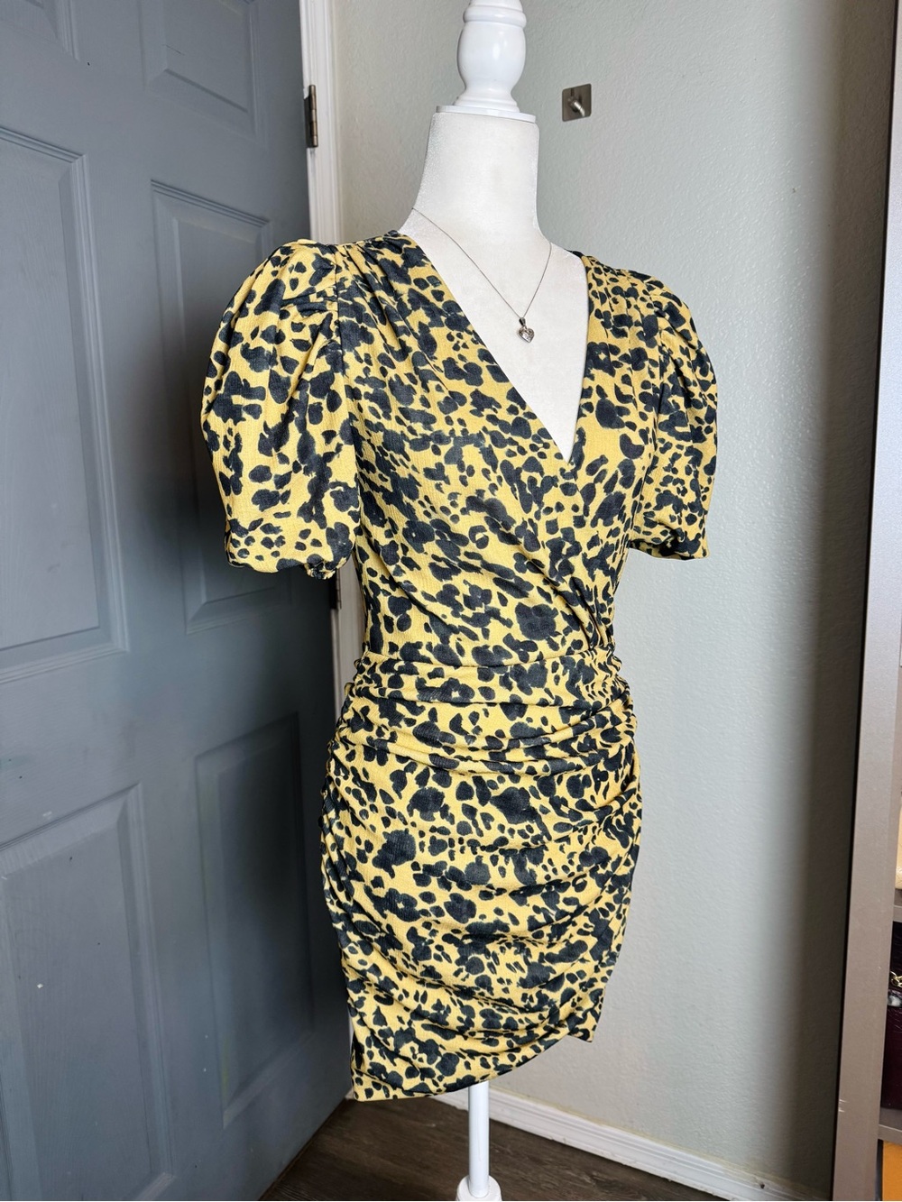 Puff Sleeve Animal Print Dress